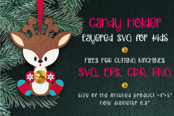 Candy Holder Christmas Ornament Deer SVG