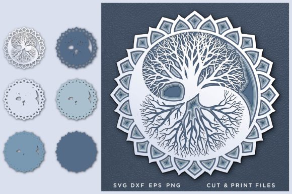 Yin Yang, Tree of Life, Layered Design Asset